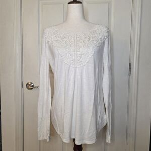 Meadow Rue White Embroidered Long Sleeve Blouse